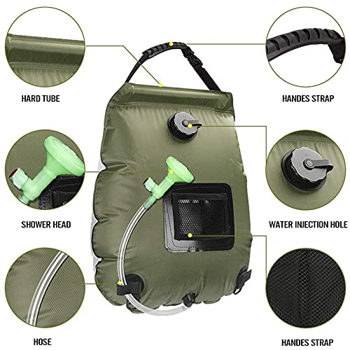 Wassertaschen 20L Outdoor Camping Wandern Solar Duschenbeutel Heizung Camping Dusche Klettern Hydratation Tasche Schlauch Umschaltbare Duschkopf Campingdusche 492 (Color : 20L White)