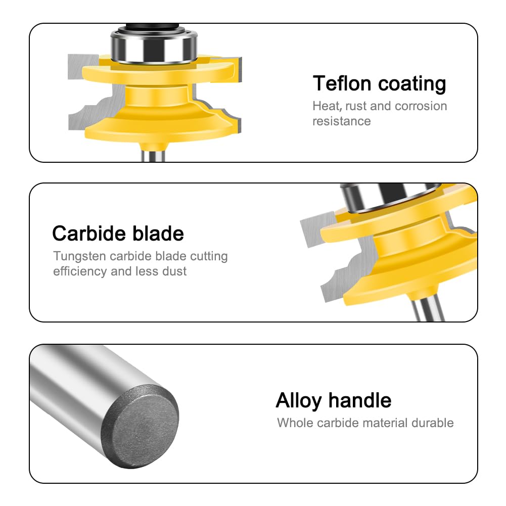 Cabinet Router Bits Tzgsonp 3Pcs 1/4 Inch Shank Router Bit Set Carbide ...