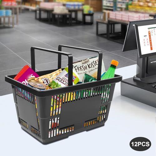 Cestas de compras apilables con asas, carros portátiles para supermercados y tiendas de comestibles