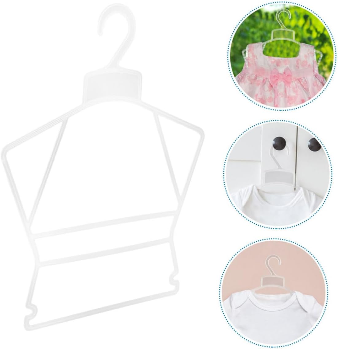 20pcs Plastic Baby Hangers Clothes Display for Children Xmas White