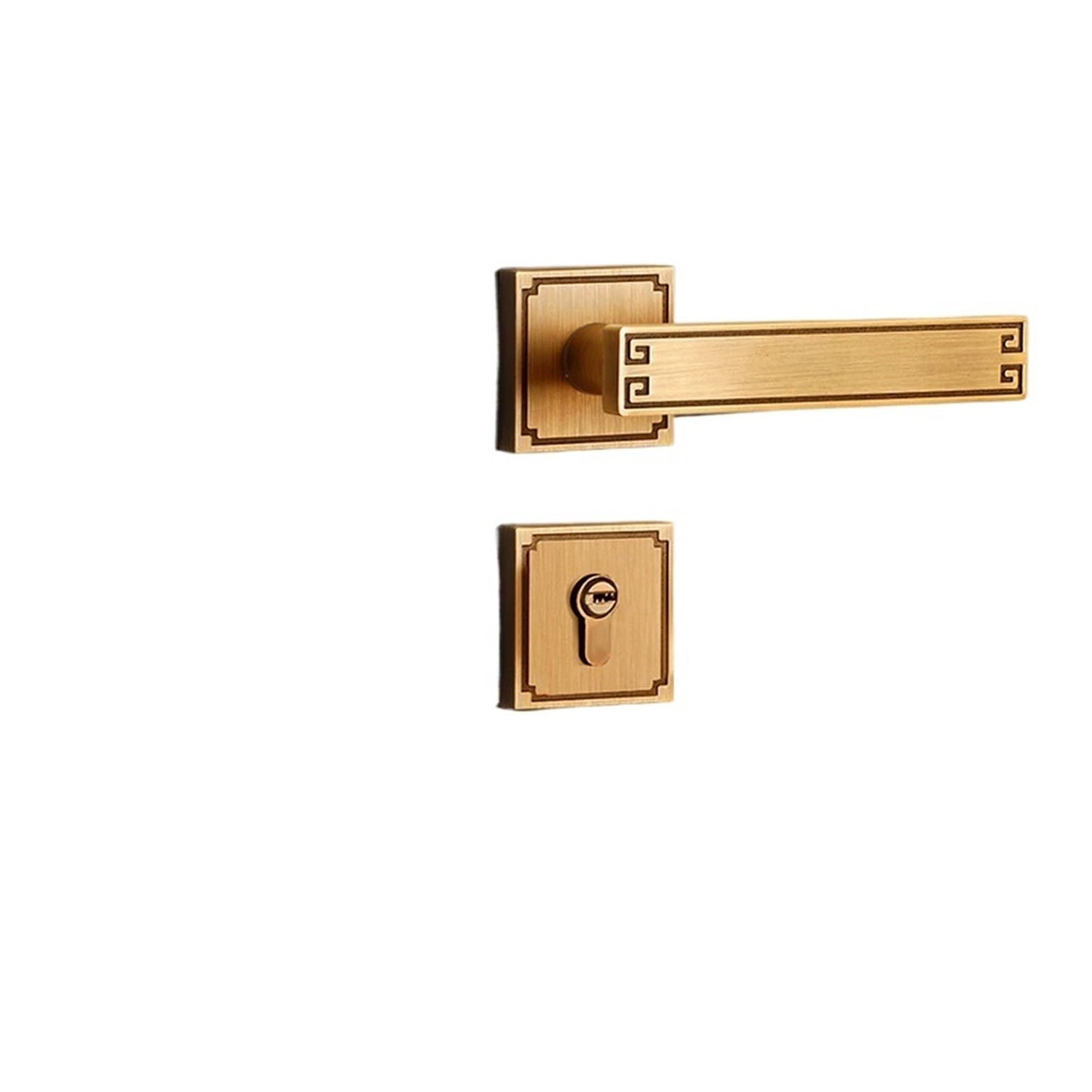 NYRXRYTCA Interior Door Lock Chinese Style Bedroom Room Black zinc Alloy Solid Handle Copper core Handle Lock Silent Door Lock(Yellow bronze C split lock)
