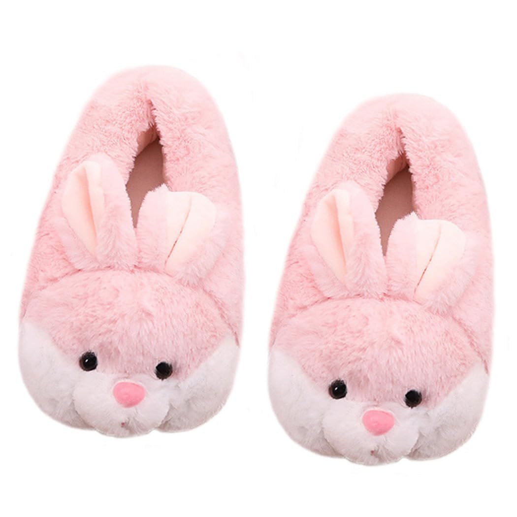 HANDKEI Women's Bunny Slippers Gifts Funny Animal Slippers Bunny Indoor Plush Slippers - 7-9 US Women/7-9 US Men - Pink