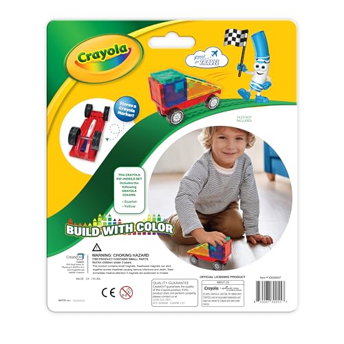 Image of Crayola PIP-Mobiles Rolling Chassis Accessory for Magnetic Building Tiles - Add Wheels to Crayola PIP-Tile Sets - STEM Learning Toy for Kids Ages 3+ - Creative Educational Travel Toy - 2-Pack (Bold)