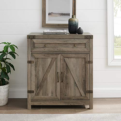Walker Edison Cass Modern Farmhouse Double Barn Door Accent Cabinet, 30 Inch, Grey Wash #TOP1