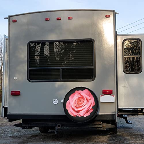 Image of Pink Red Rose in Full Bloom Spare Tire Cover Dust-Proof Wheel Tire Cover Fit Trailer, RV, SUV and Many Vehicle 15 Inch