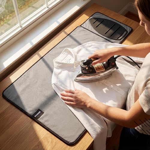 Image of Encasa XO Ironing Mat Pad, Silicone Iron Rest, Heat Resistant Grey