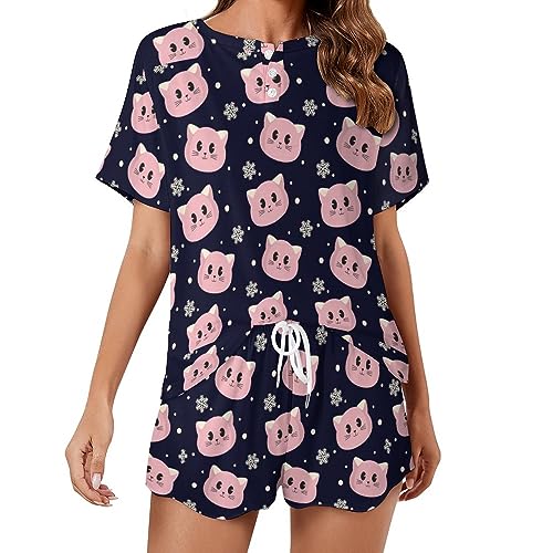Women's Short Pajama Sets 2 Piece Shorts Sleepwear Loungewear Tops Teen Girl