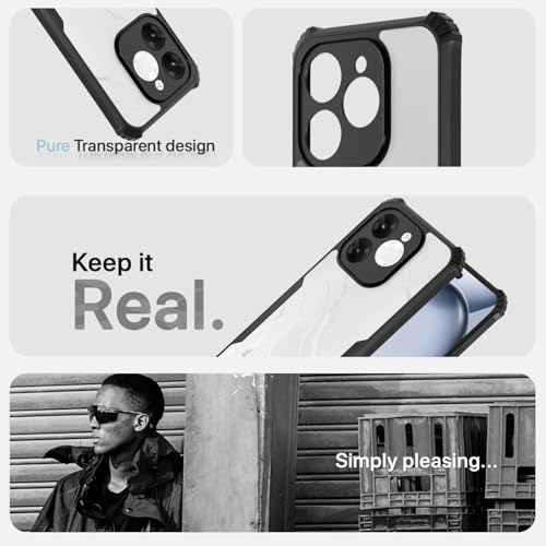Image of Pikkme Crystal Clear Transparent Back Cover | Ultra Hyrbid | Full Camera Protection | Raised Edge | Bumper Case for itel A80 (Black)