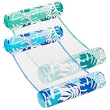 SLOOSH 2 Packs Hammock Pool Floats Adults, 4-in-1 Multi-Purpose Inflatable Pool Floaties PVC Water Hammock Lounge (Blue, Cyan)