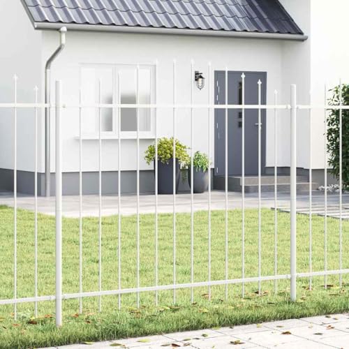 Gartenzaun Weiss 170 x 150 cm Robuster Stahlzaun fuer Aussenbereich Sichtschutz Zaun