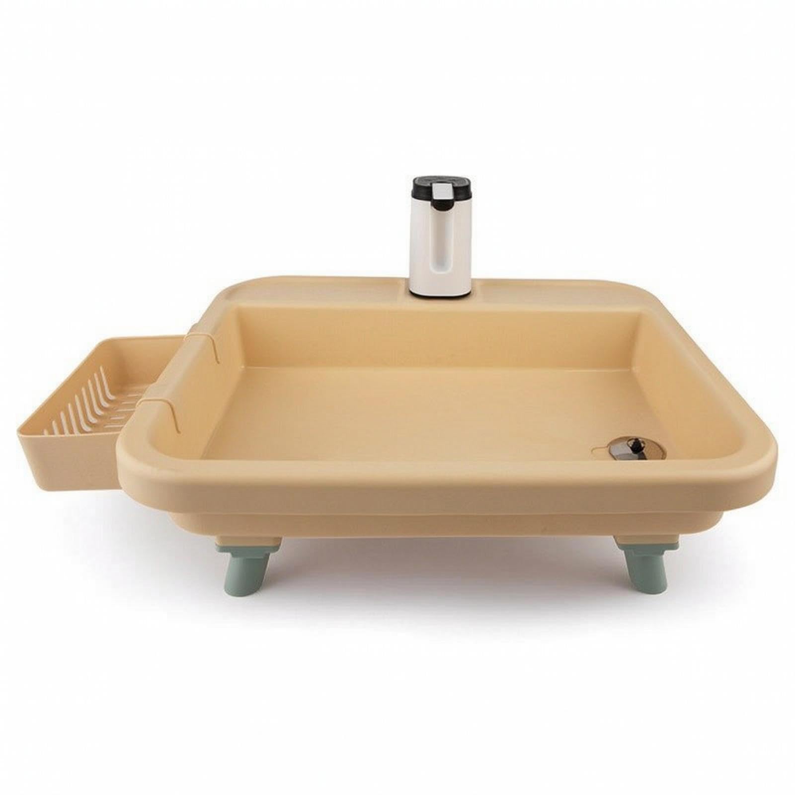Portable Sink with Pump Lightweight Outdoor Sink with Frame Electric Freestanding Wash Basin for Campers, RV Owners, Camping, Garden, Patio Khaki Desktop-image-37