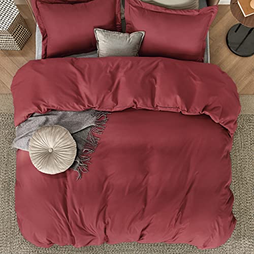Bedsure Twin/Twin Xl Duvet Cover Kids - Soft Brushed Microfiber Duvet Cover Twin, 2 Pcs, Includes 1 Burgundy Red Kids' Duvet Cover (68"X90") With Zipper Closure & 1 Pillow Sham, No Comforter #TOP2
