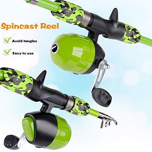 ODDSPRO Angelrute für Kinder, tragbar, Teleskop-Angelrute und Spule, Kombi-Set – mit Spincast-Angelrolle für Jungen… – Bild 5