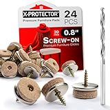 Screw-On Felt Pads X-Protector – 24 Felt Chair Pads for Hardwood Floors 0.8' – Premium Chair Glides – Beige Floor Protectors for Furniture Legs – The Best Furniture Sliders for Hardwood Floors