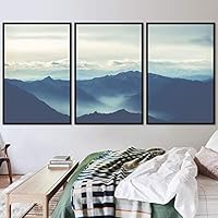 3 Piece Framed Canvas Wall Art Abstract Mountain Top Landscape Canvas Prints Home Artwork Decoration for Living Room,Bedroom - 16
