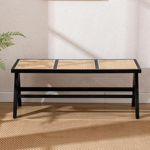 Ya-Home Banco de Ratten, Otomano con Diseño Retro, Banco de Comedor para Dormitorio/Salon