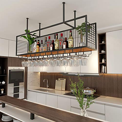 Deckenregal Deckenregalhalterungen Schwimmendes Weinregal Wine Für Bars/Restaurants/Küchen Aufbewahrungsregal Und Stielhalter , Kann 200 Kg , 100 * 30 * 85 cm Tragen Cover