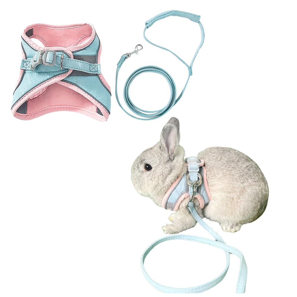 Copfeu Rabbit Harness and Leash - Adjustable Bunny Harness Escape Proof for Walking Runnig Hiking Camping Outdoor - Cute Small Animal Harness Leash