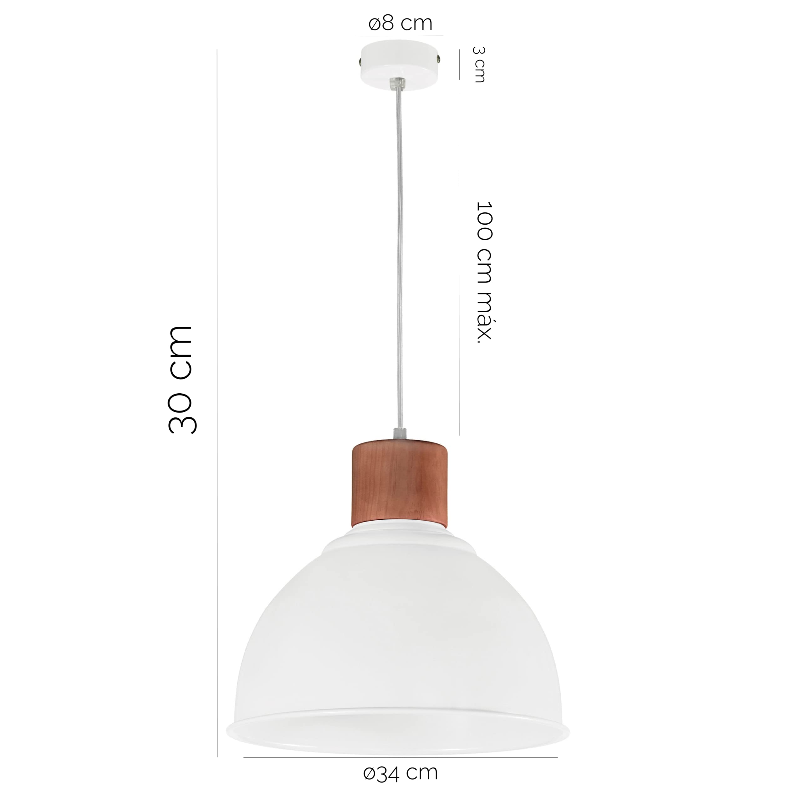 Lámpara de techo VALAN blanca portalámparas E27 para uso interior IP20. Colgante estilo nórdico ideal para cocina, comedor y salón de estar.…
