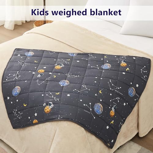 anfie Weighted Blanket Kids (50"x60" 5lbs), Weighted Blanket Cooling Blanket for Sleeping,Throw Size Breathable Blanket with Premium Glass Bead(Space Grey)