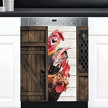 Funny Farmhouse Chicken Fridge Magnet Cover, Farm Rooster Hen Magnets Decal, Waterproof Rooster Sticker for Kitchen Home Decorative 23"x17"