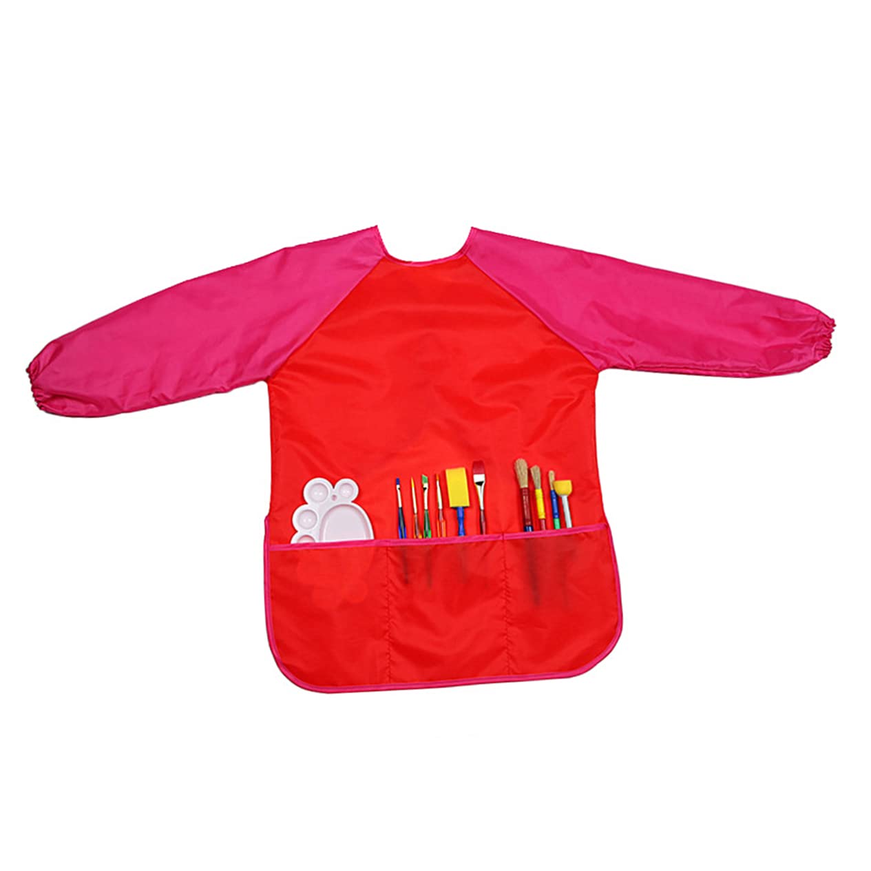 TOPBATHY 6pièces Tablier Pour Garçon Fille Étanche à Manches Longues Rose Et Rouge Pour Activités Et Bricolage à