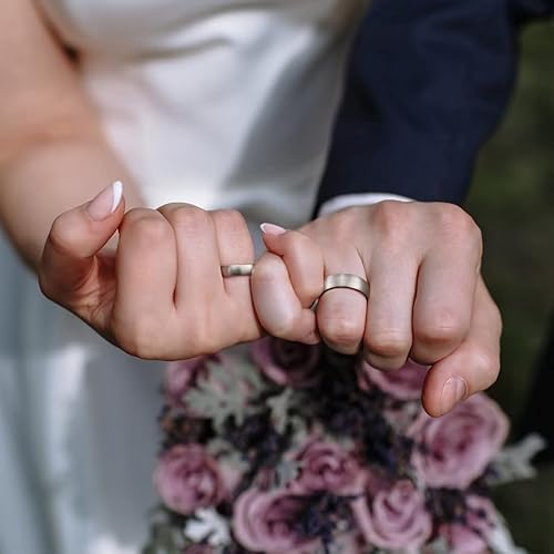 Miniatura 4 de King Will Anillo básico de titanio plateado y negro de 0.118 in, 0.197 in, 0.276 in, 0.354 in, anillo de boda para hombres y mujeres, cepillado,