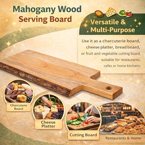 Tabla de cortar sólida de madera con mango, 14 x 5 pulg miniatura 5