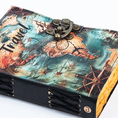 Image of CRAFT JUNKY Vintage Leather Journal Diary for Women & Men Travel Diary Notebook for Writing Deckle Edge Paper,200 Pages