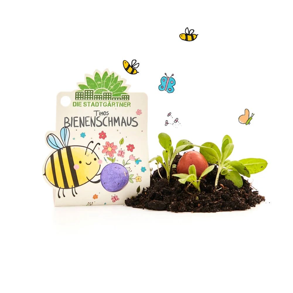 Die Stadtgrtner Blumenmurmel | "Timos Bienenschmaus": Handgerollte  Samenbombe mit Wildblumen-Saatgut | Geschenk fr Kinder | Mitgebsel  Kindergeburtstag | 100% kologisch & min. 2 J. haltbar : Amazon.de: Garten
