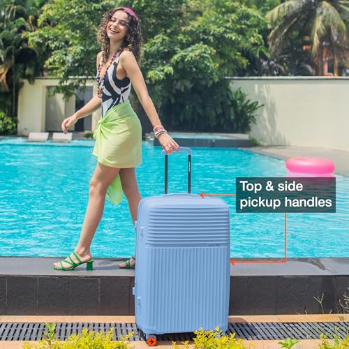 Image of Nasher Miles Krabi Expander Hard-Sided Polypropylene Luggage Set of 2 | 65cm & 75cm | 8 Wheels Medium & Large Trolley Bag for Travel | Suitcase (Steel Blue)