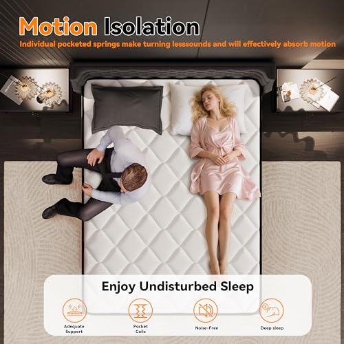 Image of 12 Inch King Medium Firm Hybrid Mattress, Cooling Gel Memory Foam & Pocket Coils, Motion Isolation, Reinforced Edge Support, Fiberglass-Free, CertiPUR-US Certified, Bed in a Box
