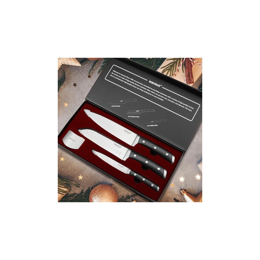 warmot-Professional-Kitchen-Knife-Set-3-Pcs-Chef-Knife-Set-Sharp-Knives-Sets-for-Kitchen-High-Carbon-Stainless-Steel-Cooking-Knife-Triple-Riveted-Handle-with-finger-protectors-with-Gift-Box warmot® Professional Kitchen Knife Set, 3 Pcs Chef Knife Set Sharp Knives Sets for Kitchen High Carbon Stainless Steel, Cooking Knife Triple Riveted Handle with finger protectors with Gift Box