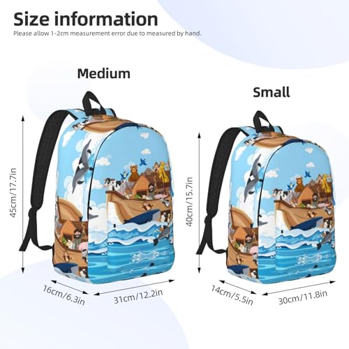 Travel Laptop Backpack - Animals on Noah's Ark Floating Computer Canvas Backpack Bag with Adjustable Straps2
