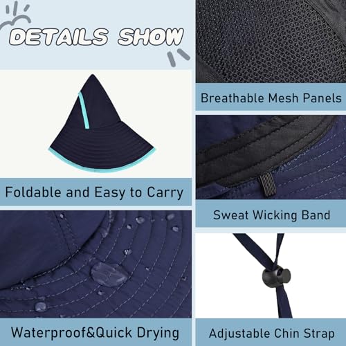 Kids Sun Hat Wide Brim Bucket Hat UPF 50+ Fishing Safari Hat Summer Beach Hat for Boys Girls4