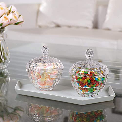 Image of WRINGO Checks Patterned Candy Jar with Lid, Crystal Clear Storage Container for Candy, Cookies, Dry Fruits, Chocolates & Snacks, Decorative Kitchen Storage Jar, (Pack of 1)
