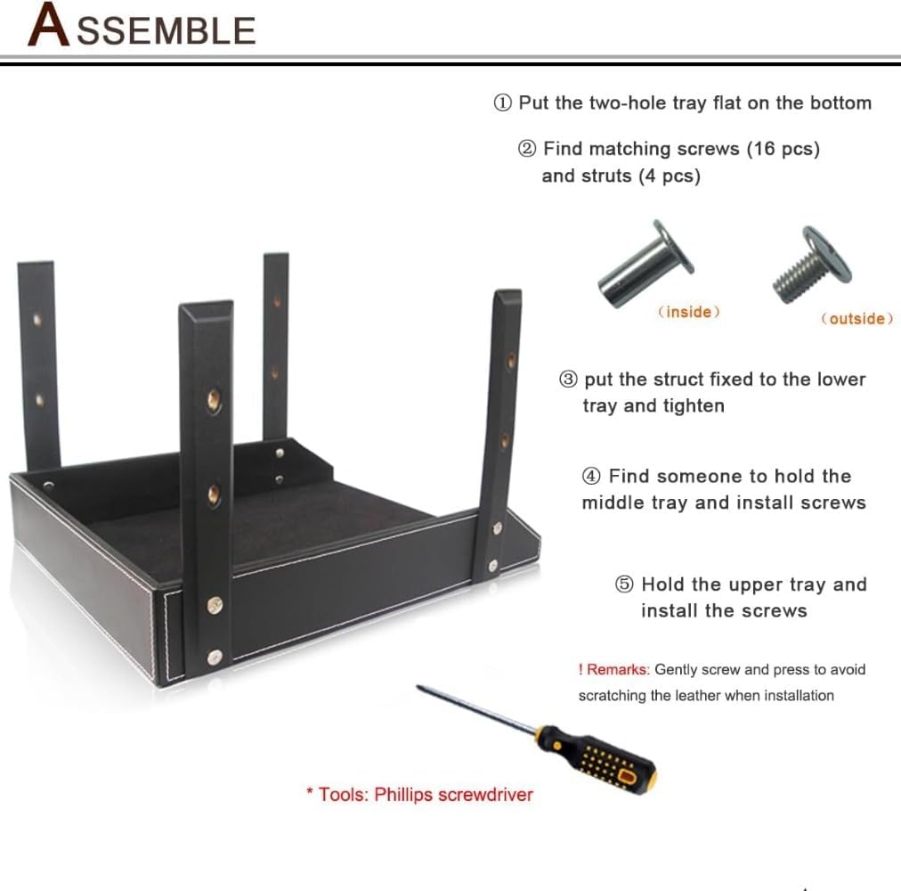 PUレザーオフィスファイルトレー 多用途書類収納スタンド 卓上デスク収納 手動インストール簡単 ビジネススタイル おしゃれ (3層,
