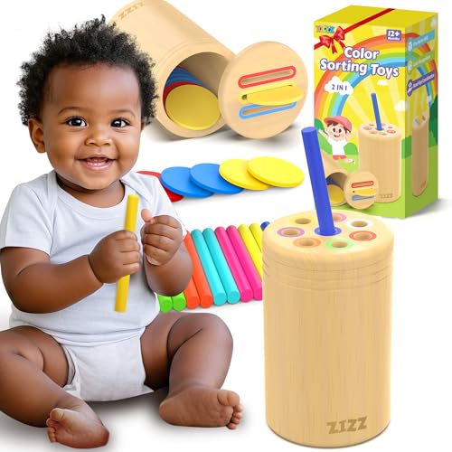 Image of ZIZZ Montessori Toys for 1-3 Years Old - Color Sorting Toys for 1-3 Year Old Toddler Color&Shape Learning Game Educational Toy for Toddler Ages 2-4 Toddlers Christmas Birthday Gifts