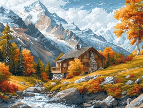Diamond Painting Adulte Montagne 60x80cm, Kit Complet Peinture Diamant Grand Format