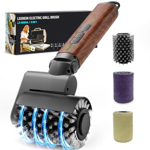 Image of Leebein Electric Grill Brush for Outdoor, 2026 TikTok BBQ Grill Cleaner with 3 Heads, 3-Speed & Angle Adjust Cordless Rotary Grill Brush, 150Mins Runtime Grill Cleaning Brush for Barbecue Grates