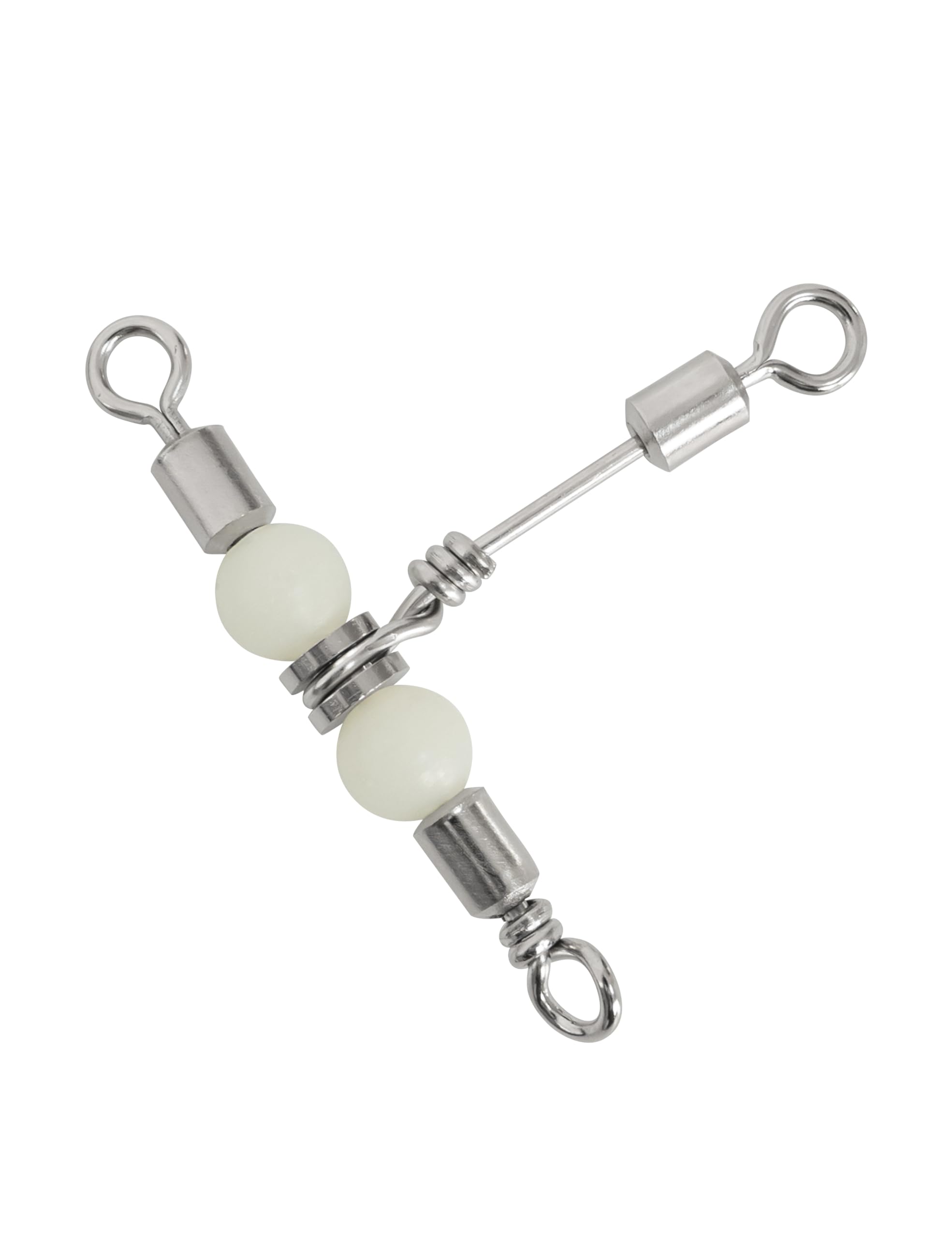 BLUEWING Stainless Steel 3 Way Fishing Swivels with Glow Beads 88lbs,110lbs, 121lbs, 132LB Fishing Barrel Swivels Saltwater Freshwater Fishing Tackle, 5 pcs