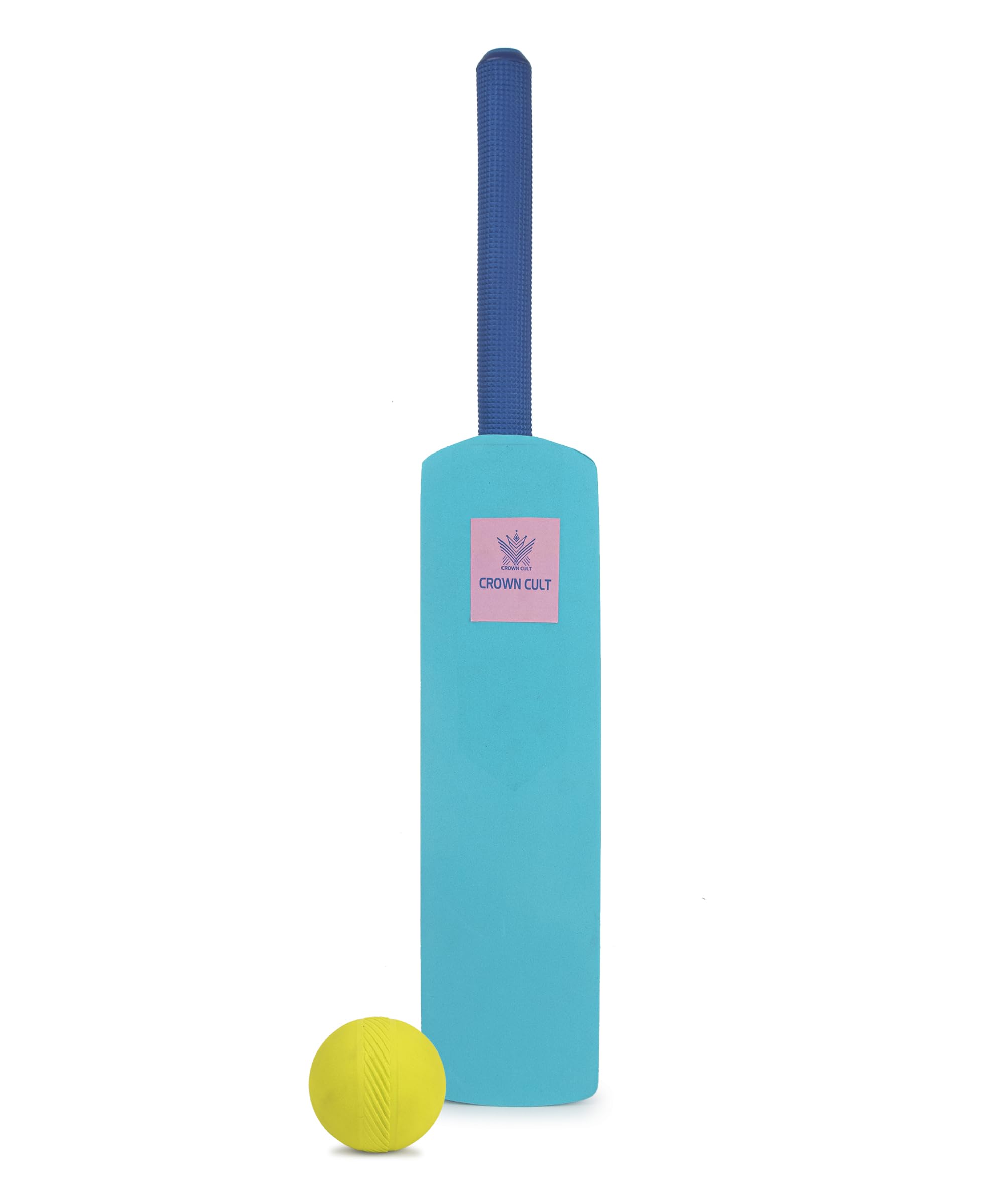 CROWN CULT Foam Cricket Bat & Ball Set Ideal for Little Champions Aged 3 Years and Up! Easy-Grip Handle for Tiny Hands | Soft & Safe Sports Play for Kids (Blue)