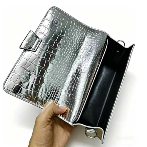 Image of Small Crossbody Purse Bag for Women,Y2K Cute Metallic Croc Handbag