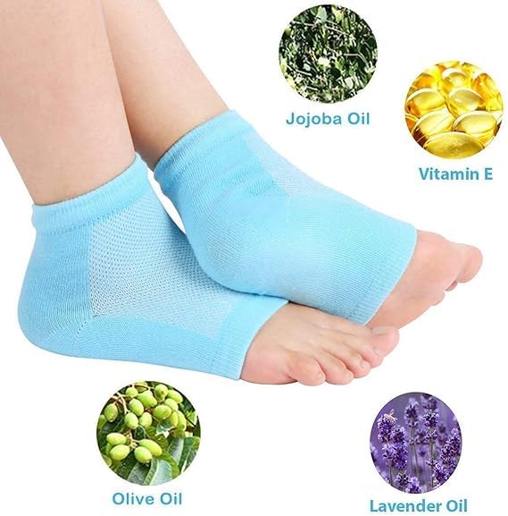 Image of Meliora Silicone Gel Heel Socks for Dry Hard Cracked Heel Repair Pad, Swelling & Pain Relief, Cushion Support, Foot Care, Ankle Protection, Plantar Fasciitis for Men and Women (Multicolor)