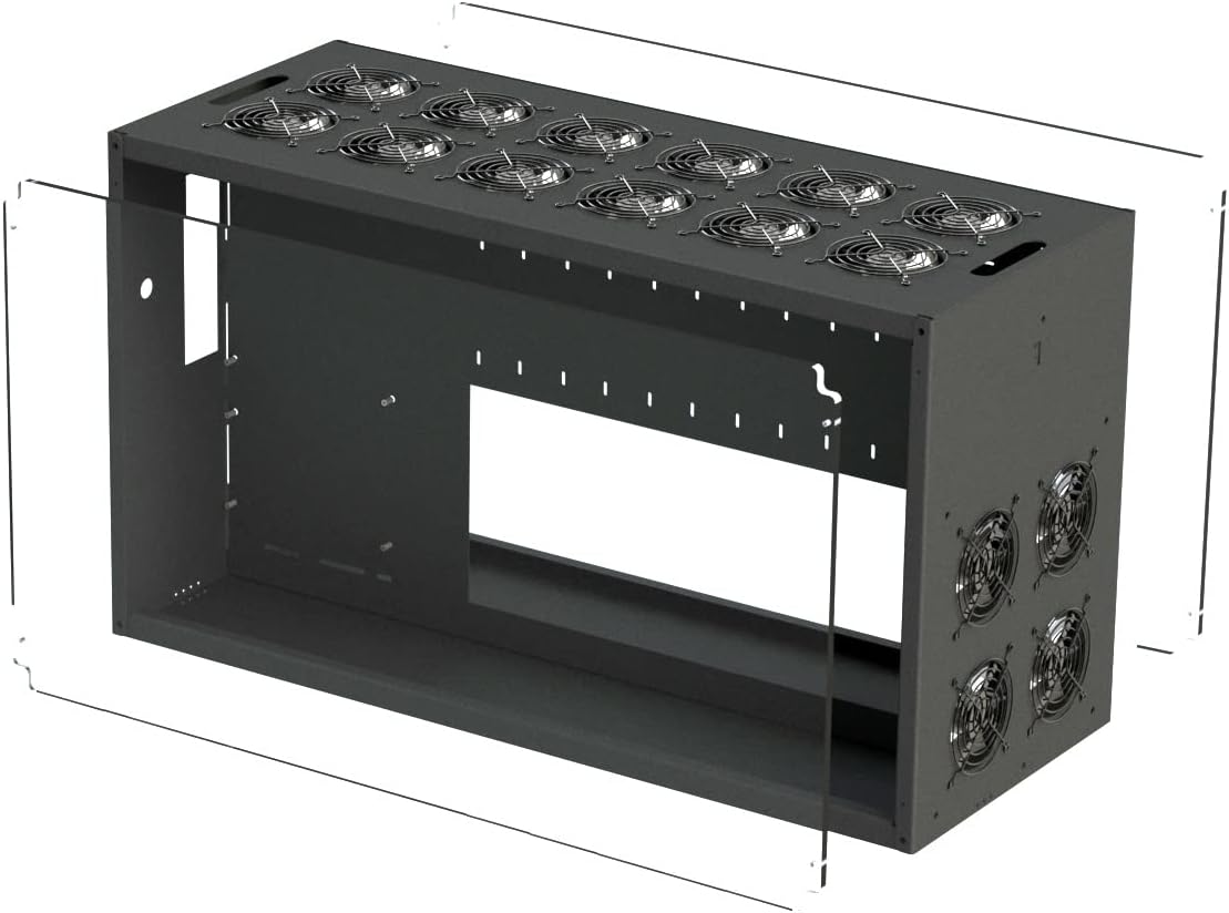 - XtremeMiner Mining Rig Frame V6 Supports 12 GPU,3 SMPS,1 Motherborad,16 Cooling Fans 4000 RPM
