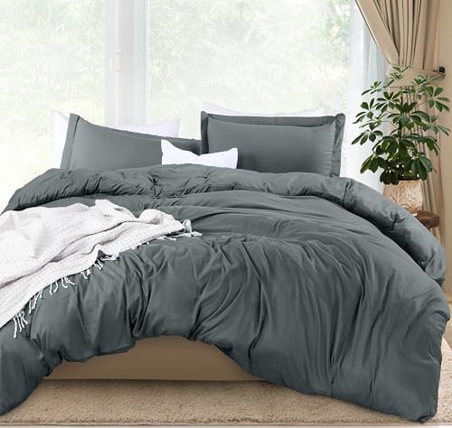 Utopia Bedding Duvet Cover Full Size - 3 Piece with Zipper Closure - 1 Comforter Cover 80X90 Inches & 2 Pillow Shams 20X26 Inches (Grey) Comforter Not Included