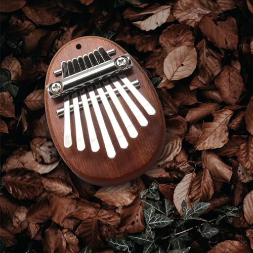 Image of Uenhoy Mini Wood Kalimba Thumb Piano 8 Keys Finger Thumb Piano Musical Instruments, Portable Wooden Mbira Finger Piano for Piano Beginners, Oval (Pack of 2)