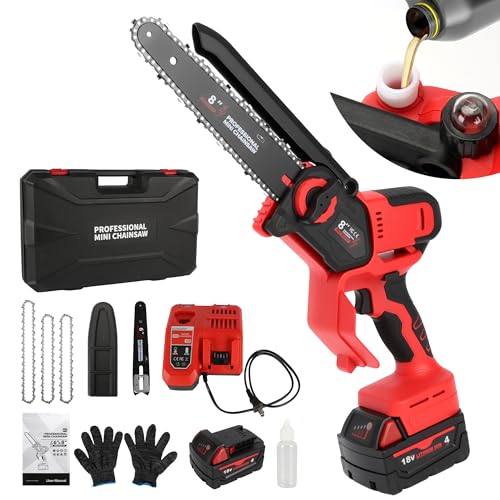 2026 Upgraded 8-Inch Brushless Cordless Chainsaw with 6-Inch & 8-Inch Guide Plates, Compatible for...