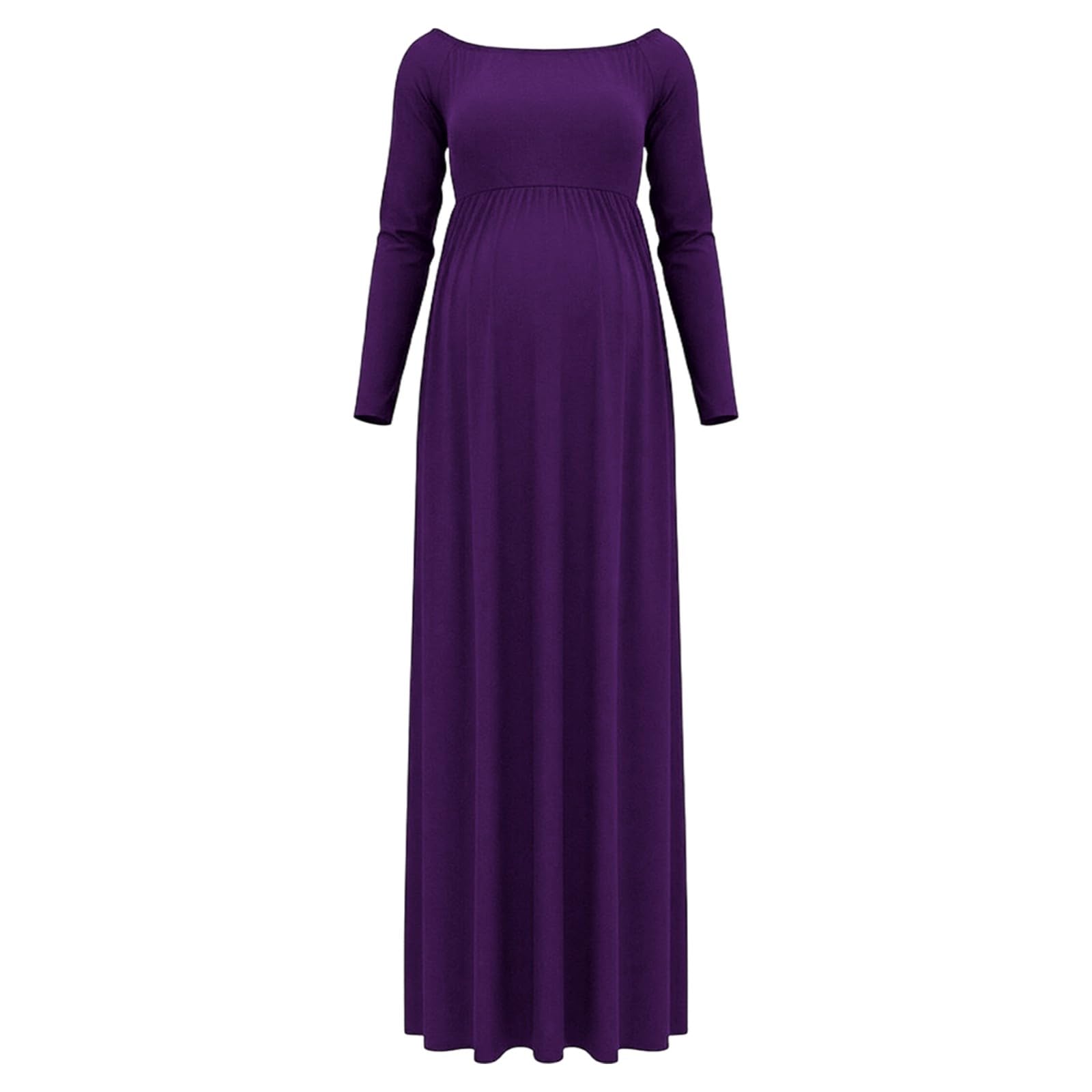 Generisch Elegante vestido de maternidad para sesión de fotos con escote descubierto Mangas largas Corte delgado hasta el suelo