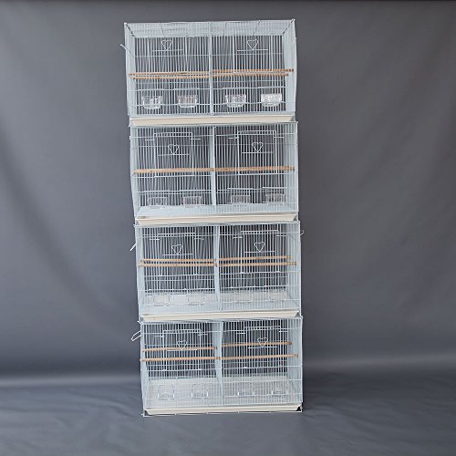 Flyline Lot of 4 Breeding Bird Carrier Cage with Dividor 30x18x18 for Parakeet Canary Finch Loverbird (White)